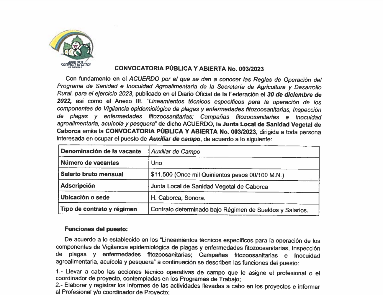 CONVOCATORIA PUBLICA Y ABIERTA - NO. 03/2023